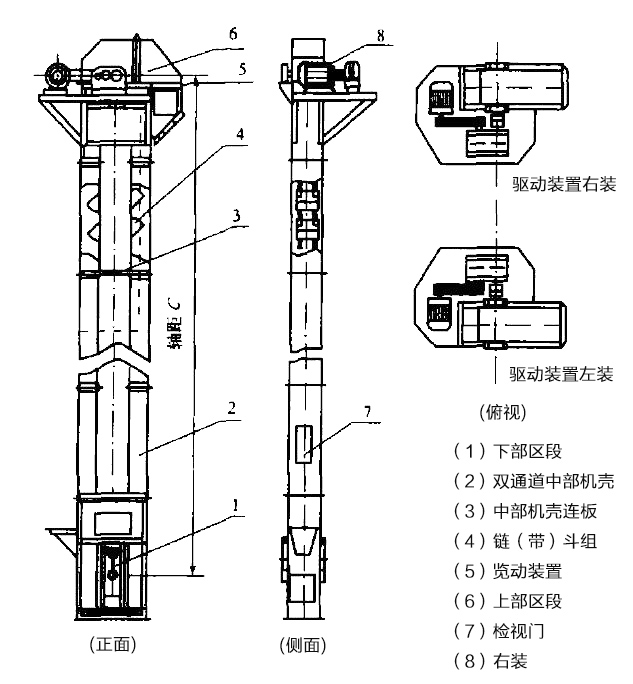 垂直斗式提升机结构图