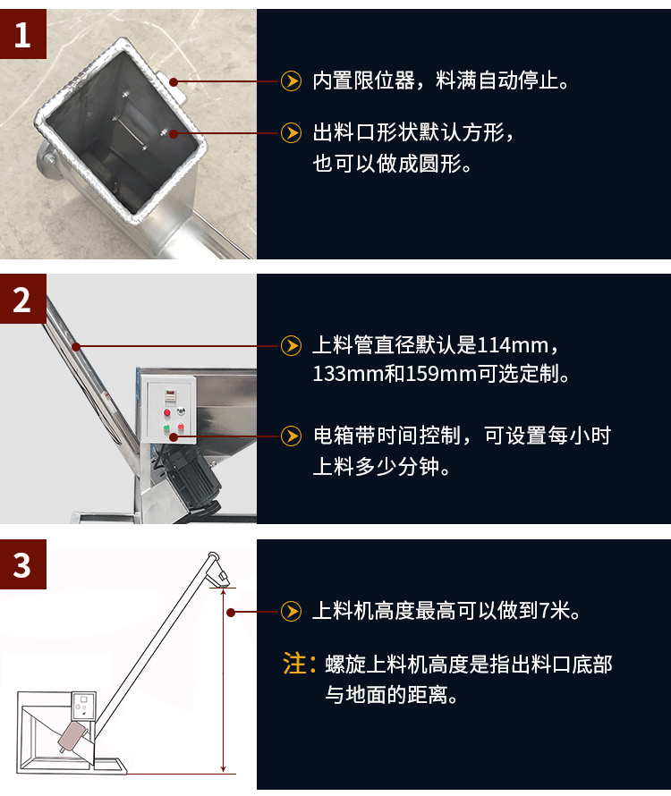 不銹鋼螺旋輸送機(jī)自動(dòng)上料，可定制管徑，高度可做到7米